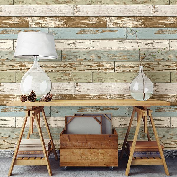 NU2188 Old Salem Vintage Wood Peel and Stick Wallpaper by NuWallpaper