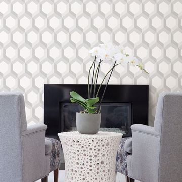 Show details for Hex Grey Geometric Wallpaper