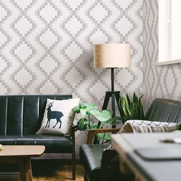 Show details for Mosaic Grey Grid Wallpaper