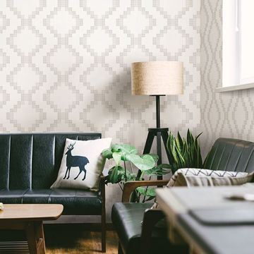 Show details for Mosaic Taupe Grid Wallpaper