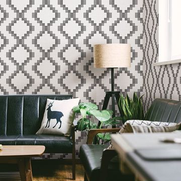 Show details for Mosaic Black Grid Wallpaper