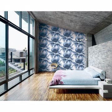 Show details for Endless Summer Blue Palm Wallpaper