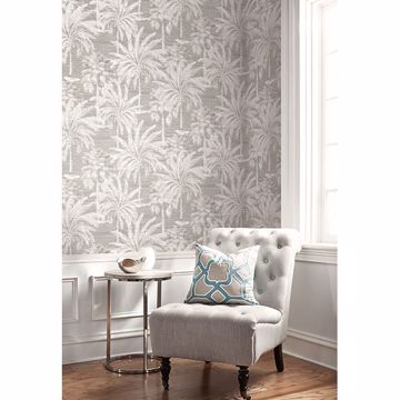 Show details for Dream Of Palm Trees Grey Texture Wallpaper