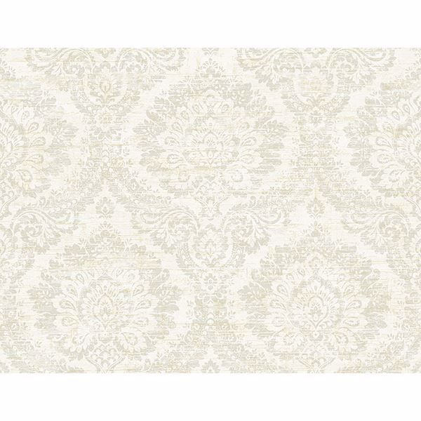 Picture of Kauai Taupe Damask Wallpaper 