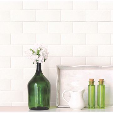 Show details for Paintable White Tile Wallpaper