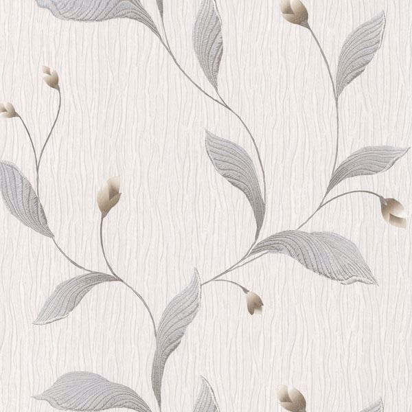 2704-5680 - Nephi Silver Leaf Texture Wallpaper - by Brewster