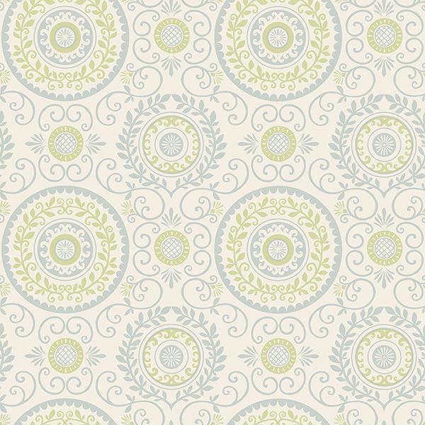 Picture of Annabel Blue Medallion Wallpaper