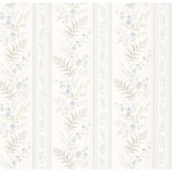 Picture of Bell Blue Wildflower Stripe Wallpaper 