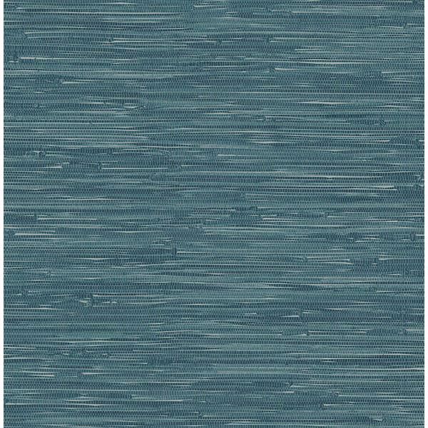 Picture of Natalie Teal Faux Grasscloth Wallpaper 