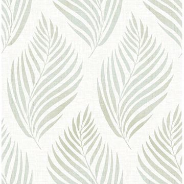 Picture of Patrice Green Linen Leaf Wallpaper