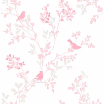 Picture of Chirp Pink Birds & Trees Wallpaper