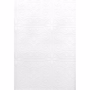 Show details for Talavera White Flower Tile Paintable Wallpaper