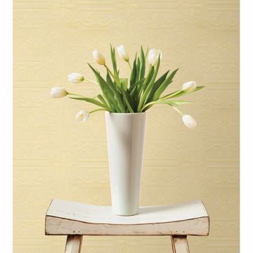 Show details for Talavera White Flower Tile Paintable Wallpaper