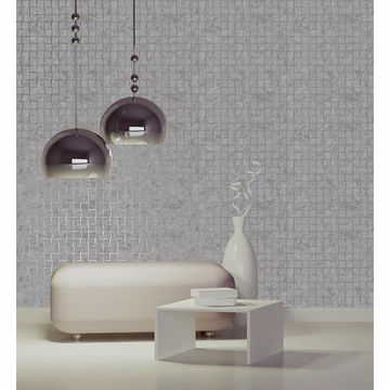 Show details for Dagmar Silver Medium Squares Wallpaper