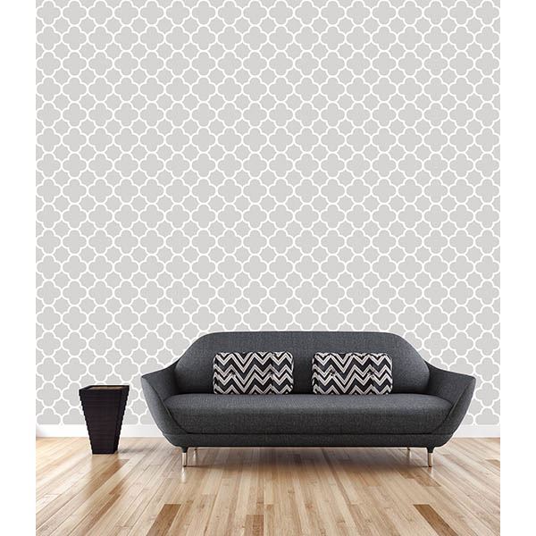 270421856 Origin Grey Quatrefoil Wallpaper by Brewster