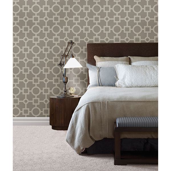 270421810 Matrix Taupe Geometric Wallpaper by Brewster