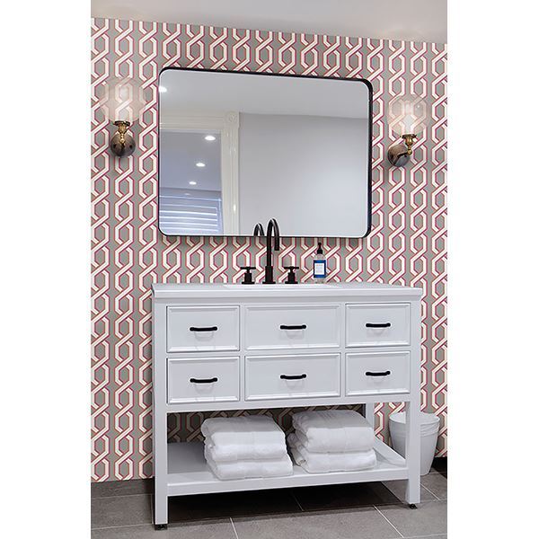 2704-22688 - Twist Pink Geometric Wallpaper - by Brewster