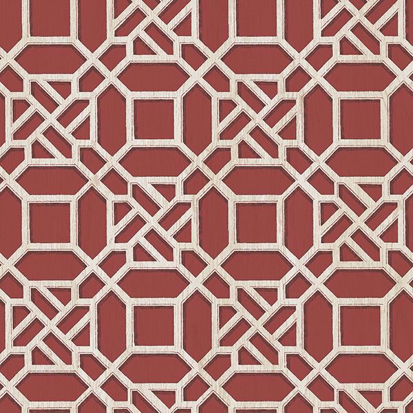 Picture of Adlington Maroon Geometric Wallpaper