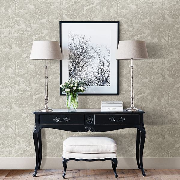 3112-002722 - Blyth Grey Toile Wallpaper - by Chesapeake