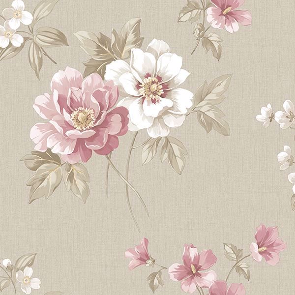 Featured image of post Pink And Grey Floral Wallpaper Whimsy floral watercolor mural wallpaper coral grey peel and stick wall mural accentuwall