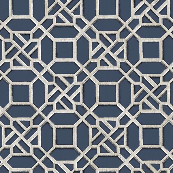 Picture of Adlington Blue Geometric Wallpaper