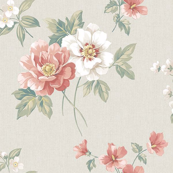 Picture of Keighley Coral Floral Wallpaper 