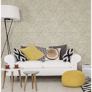 Show details for Polished Concrete Off-White Geometric Wallpaper