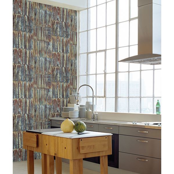 254024064 Patina Panels Multicolor Metal Wallpaper by A Street
