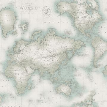 Picture of Mercator Aqua World Map Wallpaper 