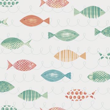 Picture of Key West Aqua Fish Wallpaper 
