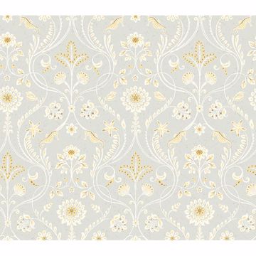 Picture of Island Grey Damask Wallpaper 