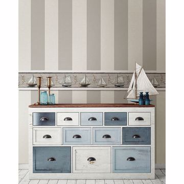 Show details for Awning Grey Stripe Wallpaper