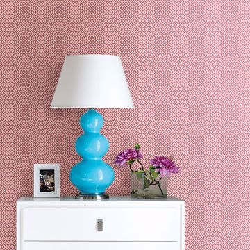 Show details for Sete Coral Greek Key Wallpaper