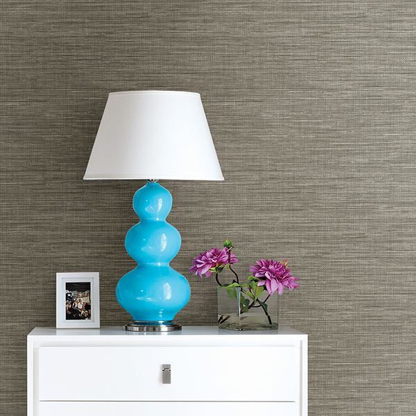 2744-24119 - Exhale Grey Faux Grasscloth Wallpaper - by A - Street Prints