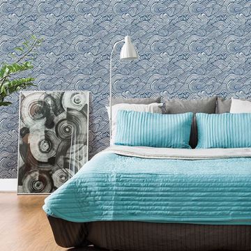Show details for Mare Navy Wave Wallpaper