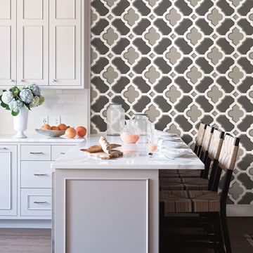 Show details for Lido Grey Quatrefoil Wallpaper