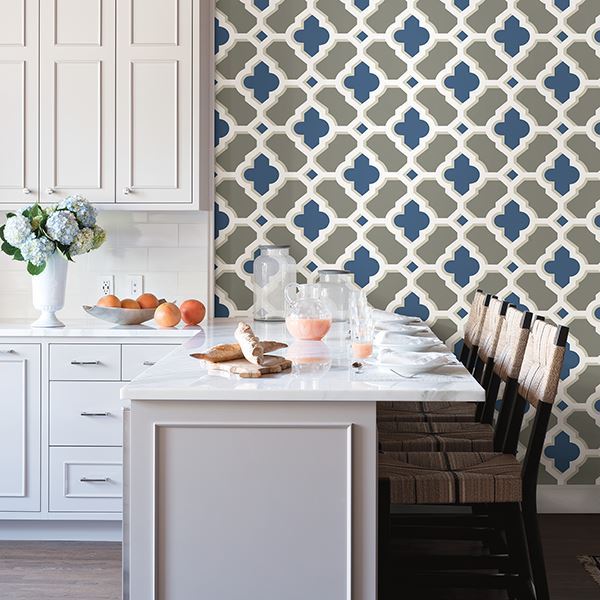 274424125 Lido Navy Quatrefoil Wallpaper by A Street Prints