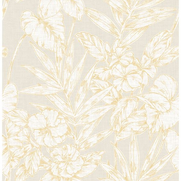 Picture of Fiji Mustard Floral Wallpaper 