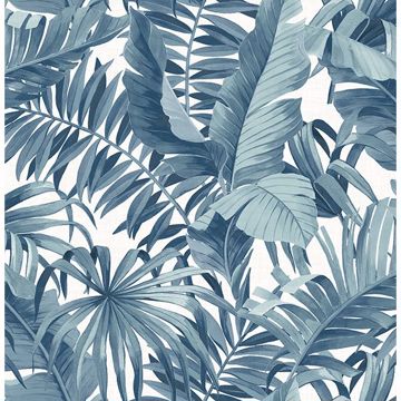 Picture of Alfresco Navy Palm Leaf Wallpaper