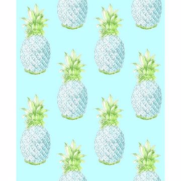Picture of Copacabana Turquoise Pineapple Wallpaper 
