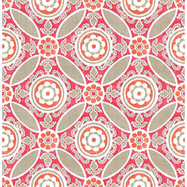 Picture of Maya Pink Medallion Wallpaper 
