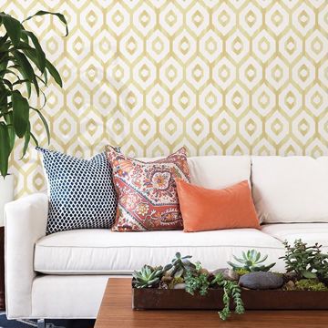 Show details for Lucia Yellow Diamond Wallpaper