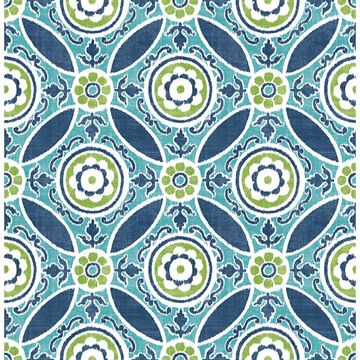 Picture of Maya Teal Medallion Wallpaper