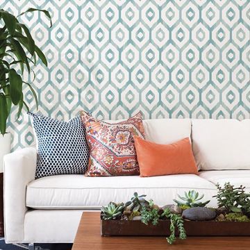 Show details for Lucia Teal Diamond Wallpaper