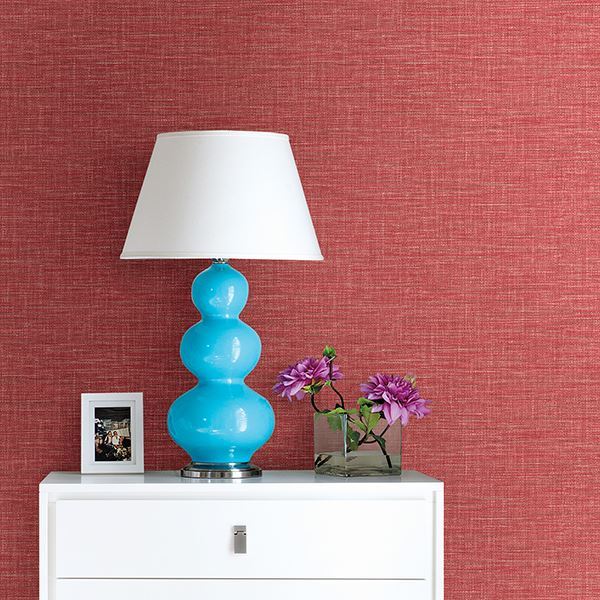 2744-24117 - Exhale Coral Faux Grasscloth Wallpaper - by A - Street Prints