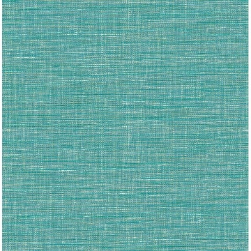 Picture of Exhale Teal Faux Grasscloth Wallpaper 