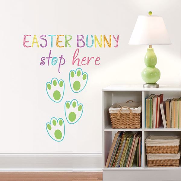 Picture of Easter Bunny Stop Here  Wall Quote Decals