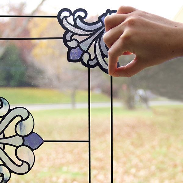 NH2366 Black Caming Lines Stained Glass by In Home