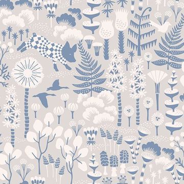 Picture of Hoppet Grey Folk Wallpaper 