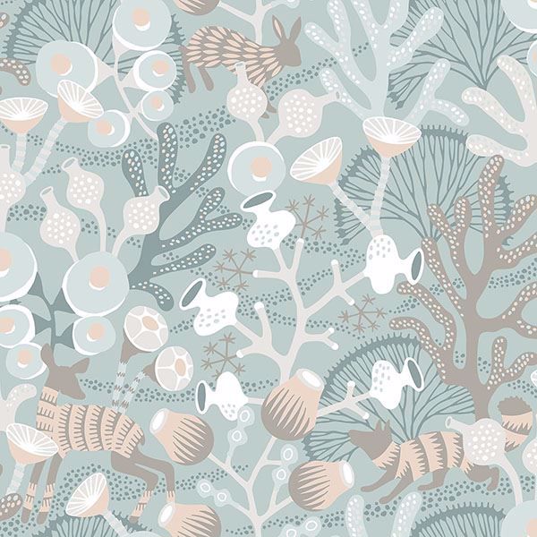Picture of Korall Teal Meadow Wallpaper 